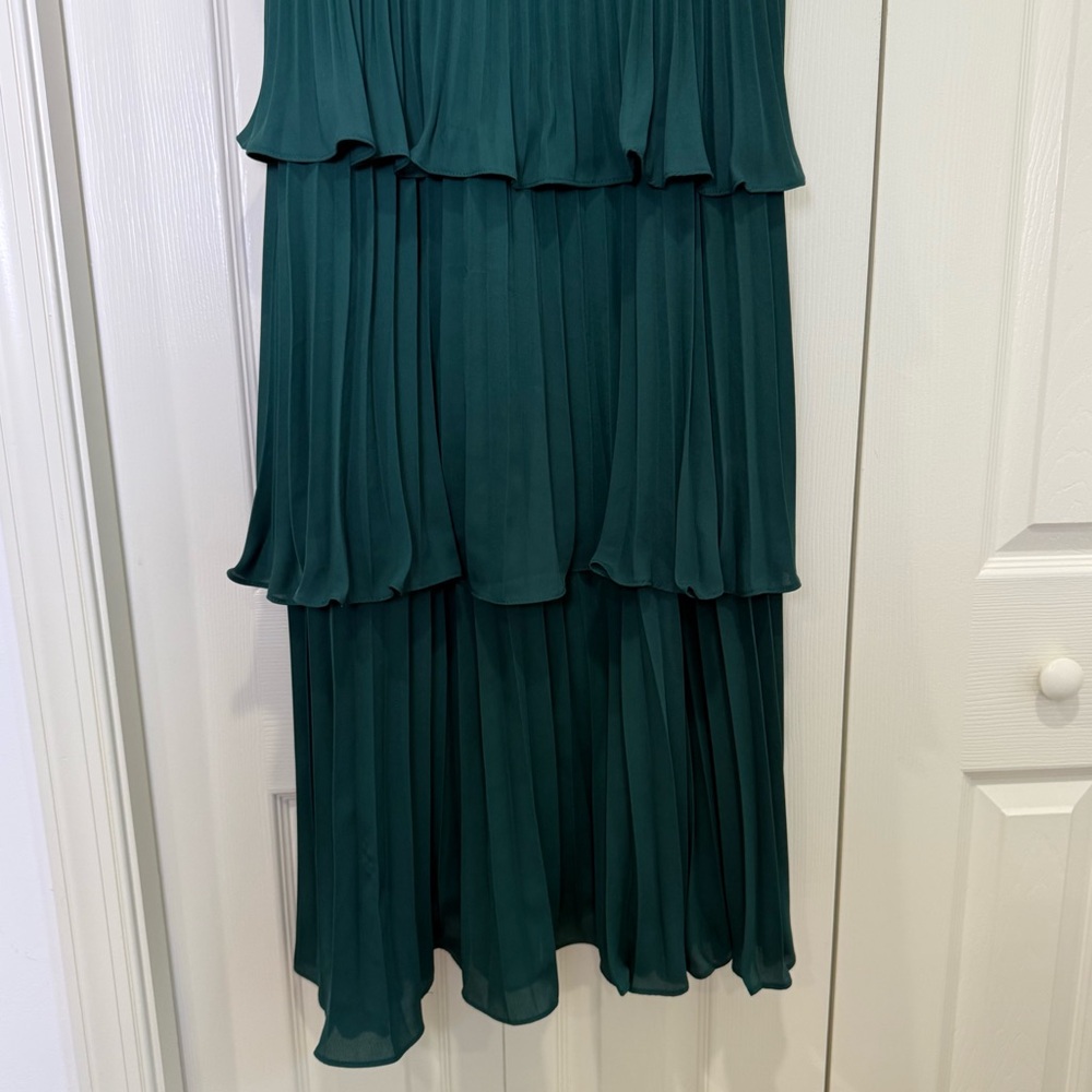 Lulu's Cascading Crush Emerald Tiered Bustier Midi Dress - Picture 11 of 15
